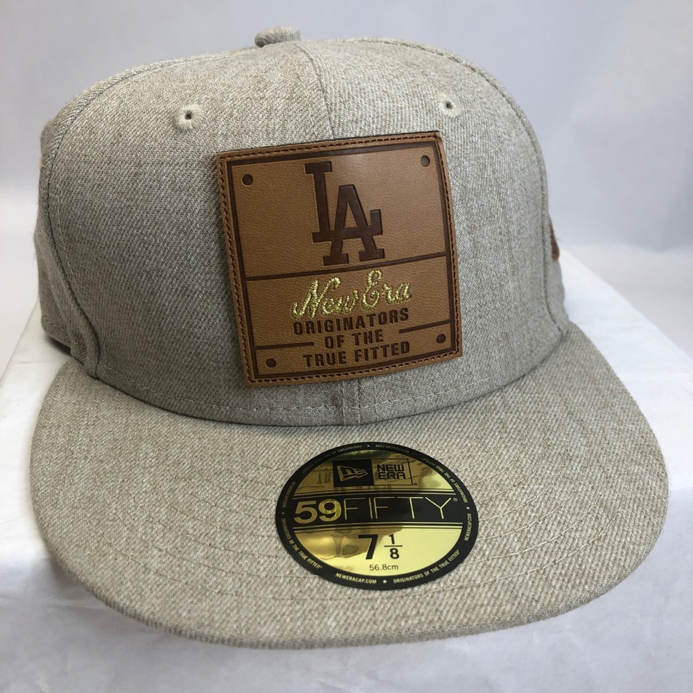New Era Los Angeles Dodgers 59FIFTY Fitted Hat Leather Patch Accents‎ Size 7 1/8